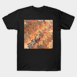 Pumpkin Spice Liquid Marble Pattern T-Shirt